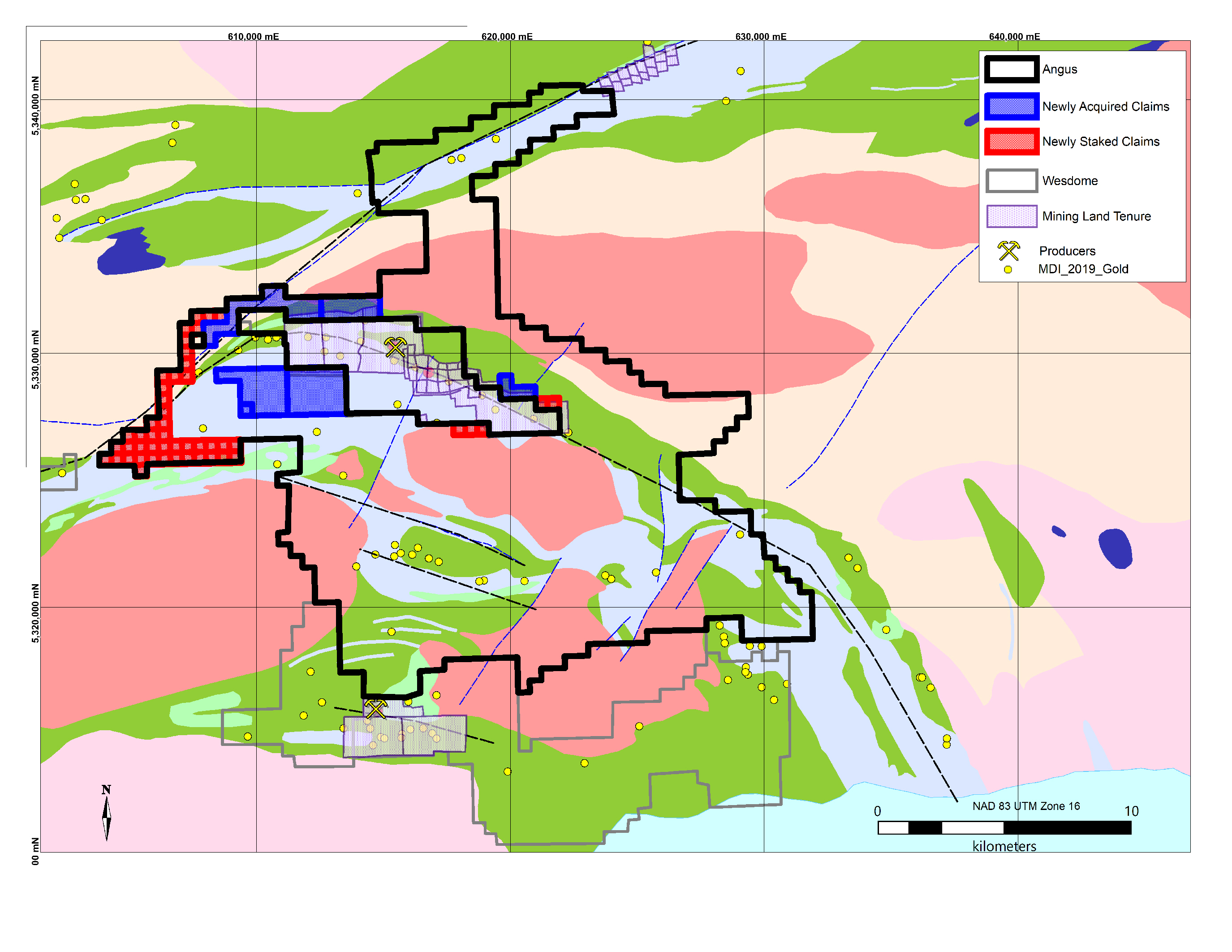 Figure 1 – The Golden Sky Project Geology Map