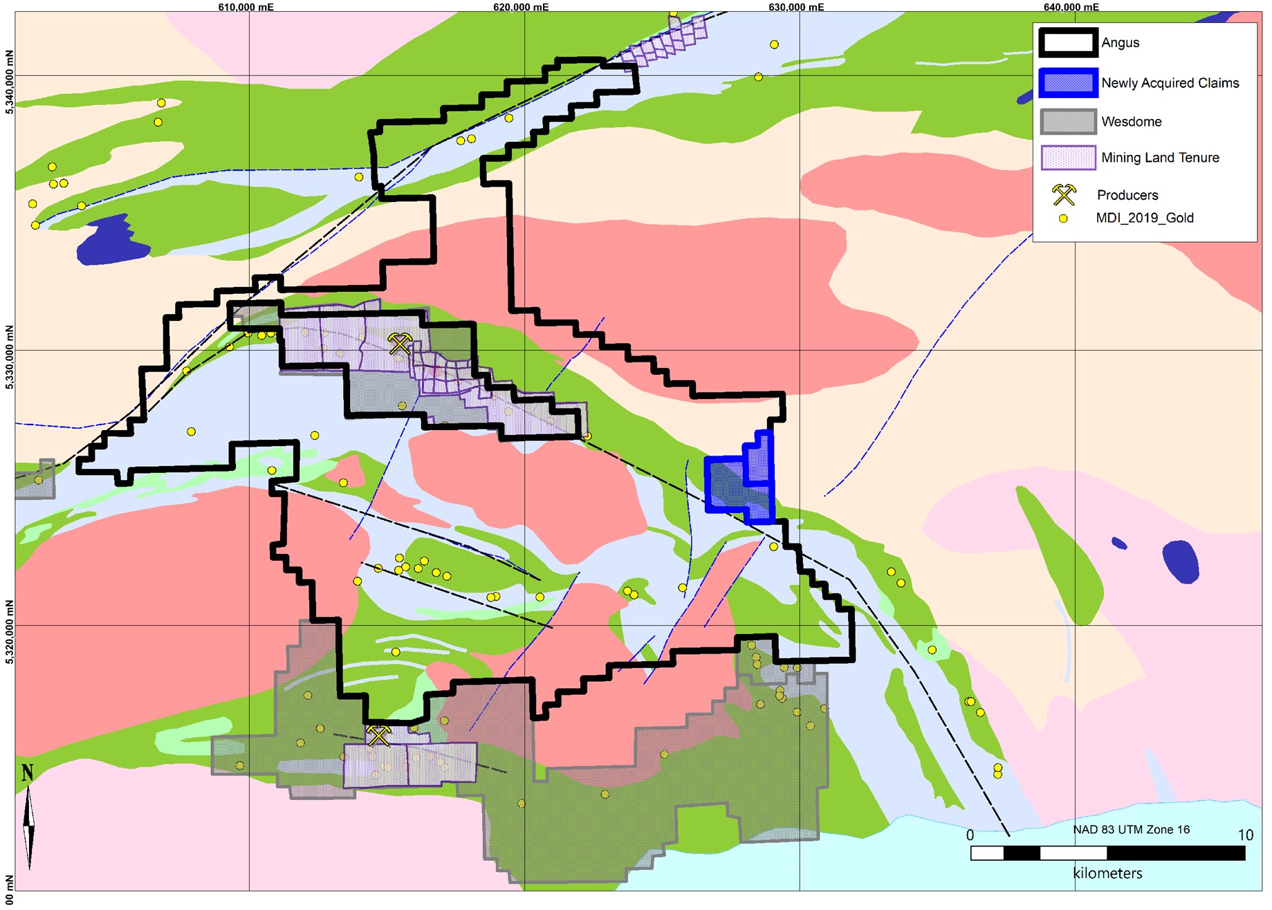 Figure 1 – The Golden Sky Project Geology Map